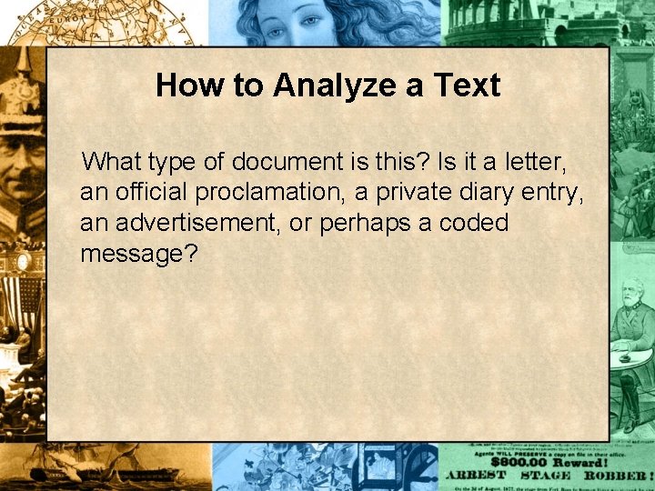 How to Analyze a Text What type of document is this? Is it a