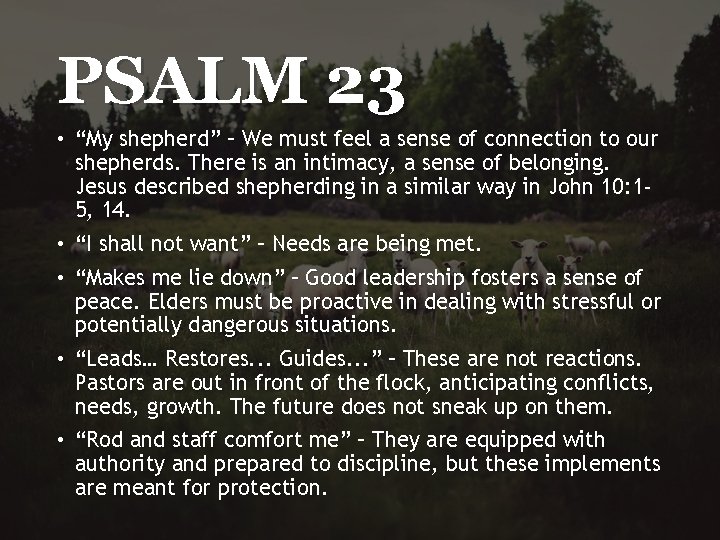 PSALM 23 • “My shepherd” – We must feel a sense of connection to