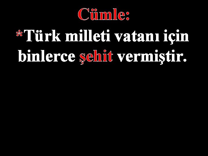Cümle: *Türk milleti vatanı için binlerce şehit vermiştir. 