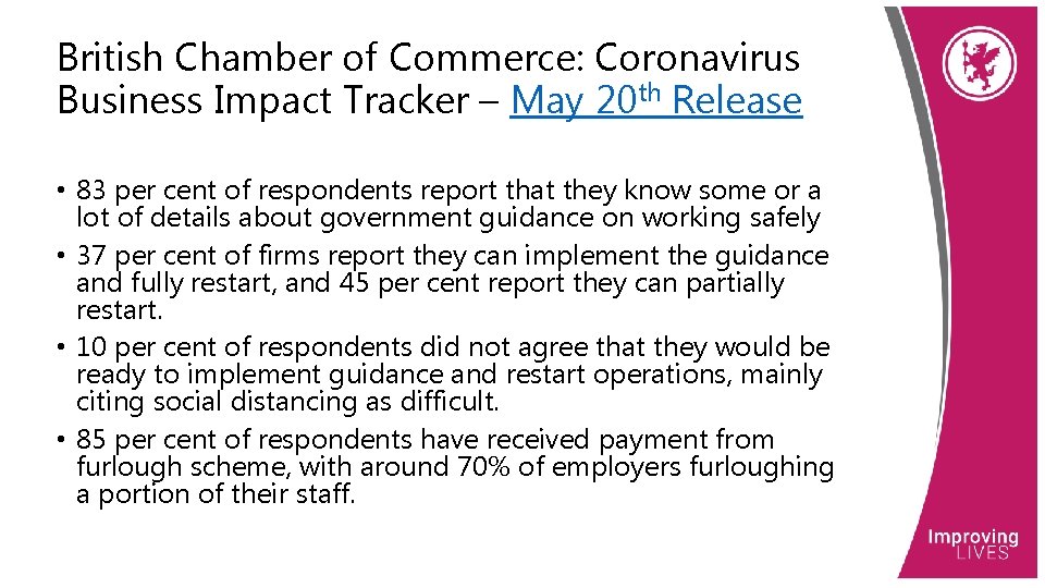 British Chamber of Commerce: Coronavirus Business Impact Tracker – May 20 th Release •