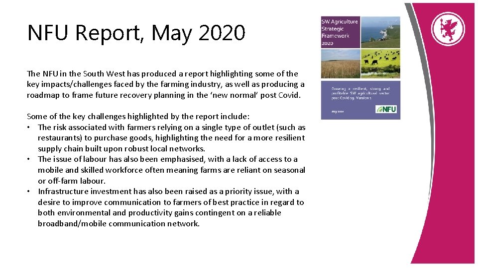 NFU Report, May 2020 The NFU in the South West has produced a report