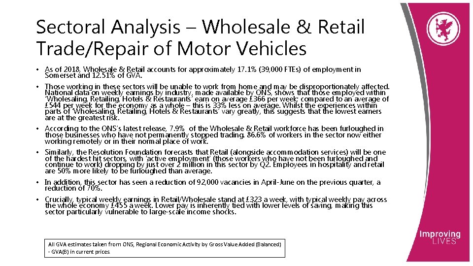 Sectoral Analysis – Wholesale & Retail Trade/Repair of Motor Vehicles • As of 2018,