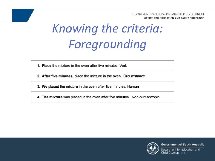 Knowing the criteria: Foregrounding 