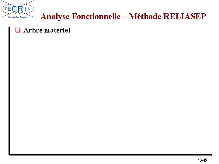 Analyse Fonctionnelle – Méthode RELIASEP q Arbre matériel 43/49 