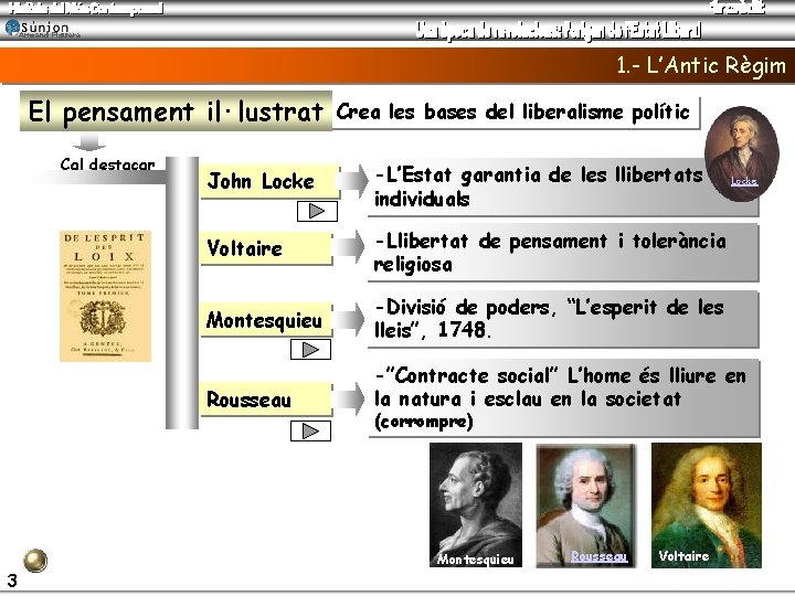 Armand Figuera 1. - L’Antic Règim El pensament il·lustrat Cal destacar Crea les bases