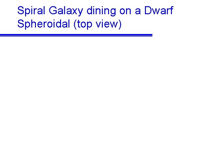 Spiral Galaxy dining on a Dwarf Spheroidal (top view) 