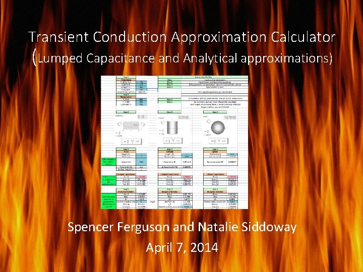 Transient Conduction Approximation Calculator (Lumped Capacitance and Analytical approximations) Spencer Ferguson and Natalie Siddoway
