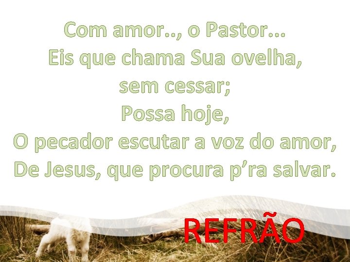 Com amor. . , o Pastor. . . Eis que chama Sua ovelha, sem