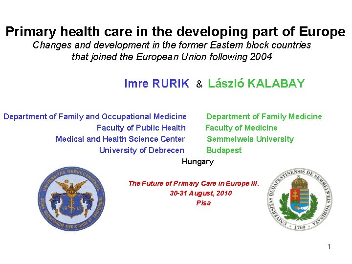 Primary health care in the developing part of