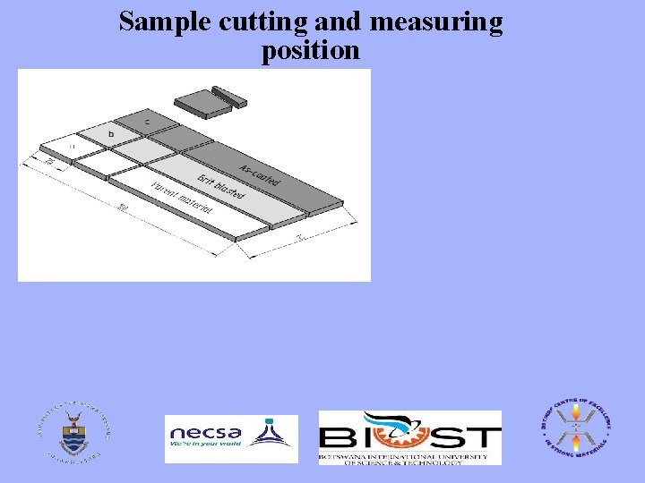 Sample cutting and measuring position 