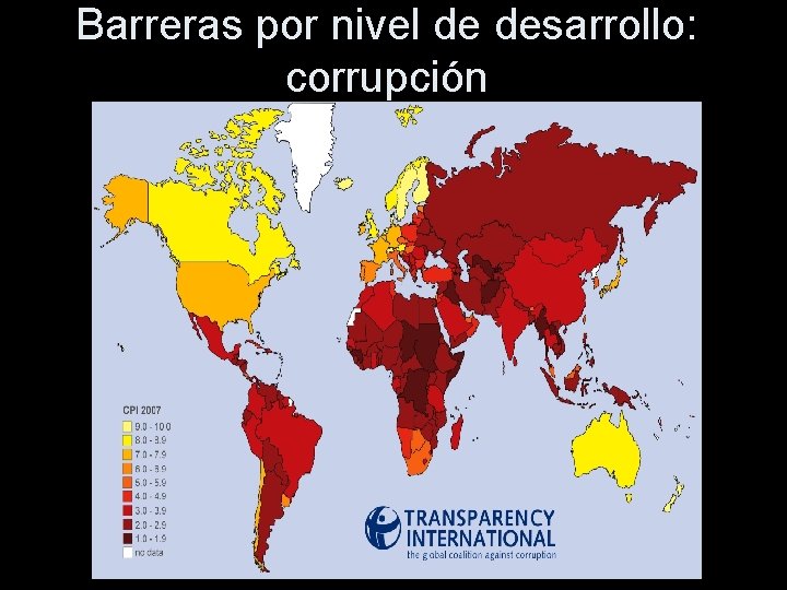 Barreras por nivel de desarrollo: corrupción 