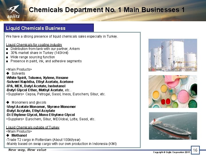 Chemicals Department No. 1 Main Businesses 1 Liquid Chemicals Business We have a strong