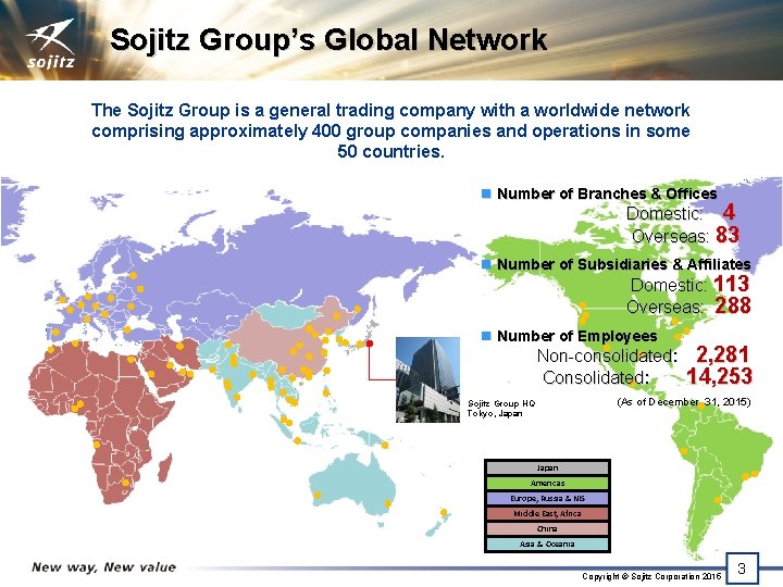 Sojitz Group’s Global Network The Sojitz Group is a general trading company with a