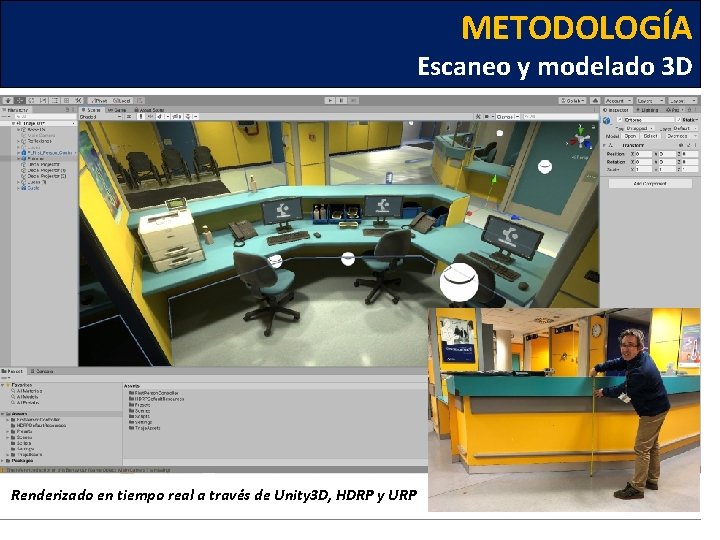 METODOLOGÍA Escaneo y modelado 3 D Renderizado en tiempo real a través de Unity