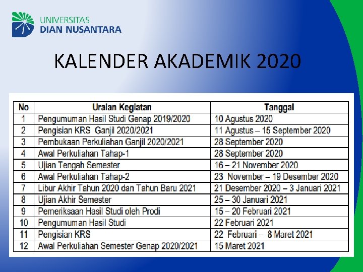 KALENDER AKADEMIK 2020 