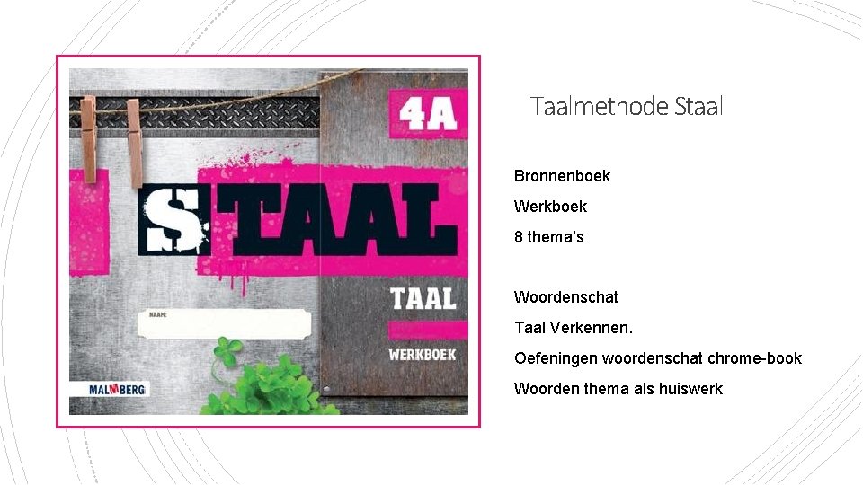 Taalmethode Staal Bronnenboek Werkboek 8 thema’s Woordenschat Taal Verkennen. Oefeningen woordenschat chrome-book Woorden thema