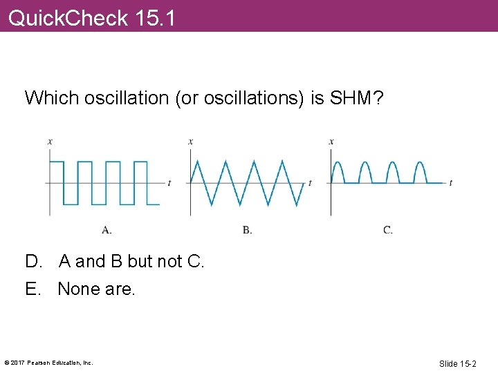 Quick. Check 15. 1 Which oscillation (or oscillations) is SHM? D. A and B