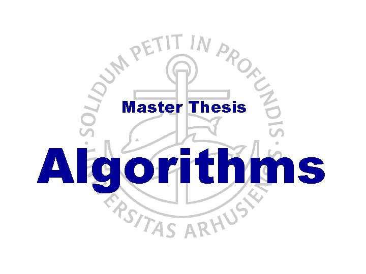 Master Thesis Algorithms 