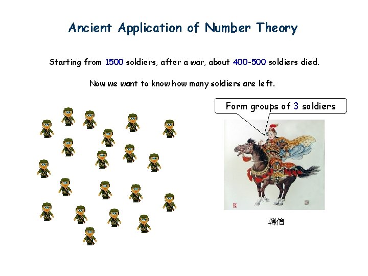 Ancient Application of Number Theory Starting from 1500 soldiers, after a war, about 400