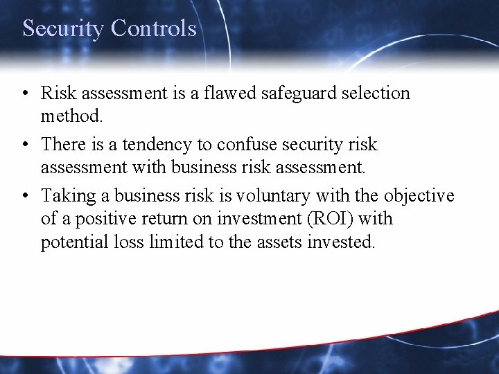 Security Controls Address Risk Risk Analysis vs Security Controls Security Controls Risk