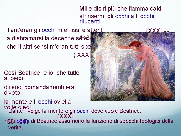 Mille disiri più che fiamma caldi strinsermi gli occhi a li occhi rilucenti Tant’eran