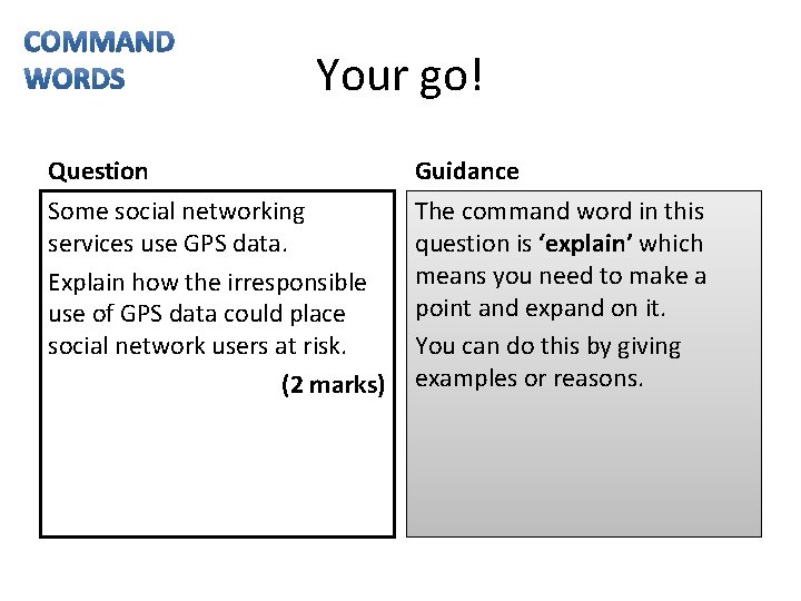 Your go! Question Guidance Some social networking services use GPS data. Explain how the