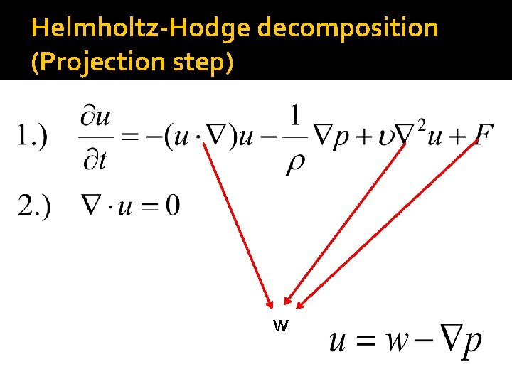 Helmholtz-Hodge decomposition (Projection step) W 