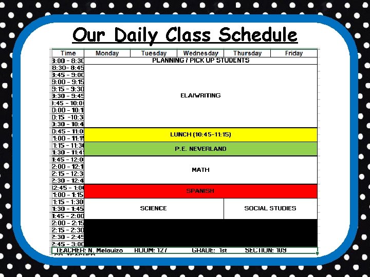 Our Daily Class Schedule 