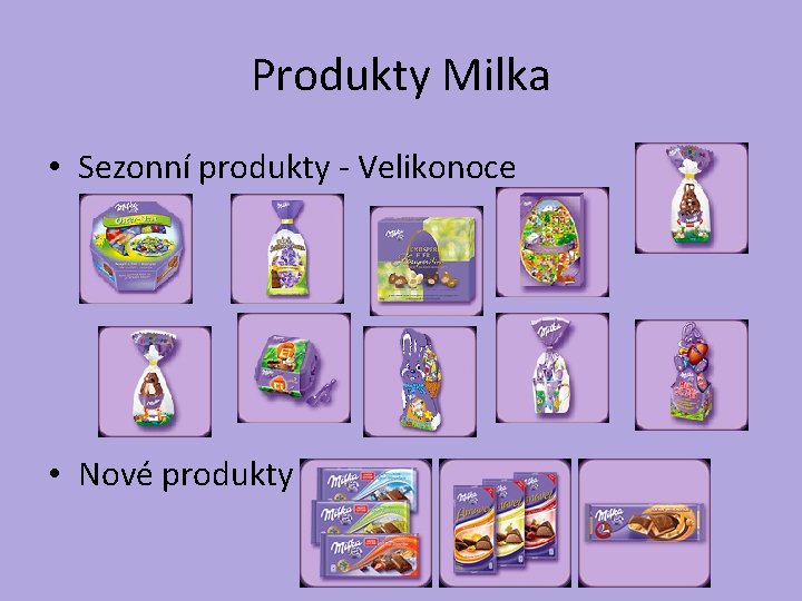 Produkty Milka • Sezonní produkty - Velikonoce • Nové produkty 