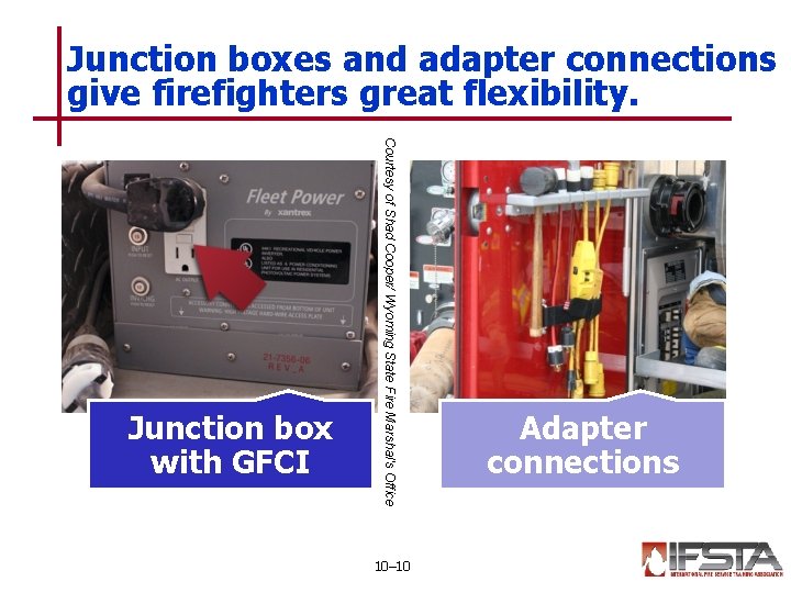 Junction boxes and adapter connections give firefighters great flexibility. Courtesy of Shad Cooper/ Wyoming