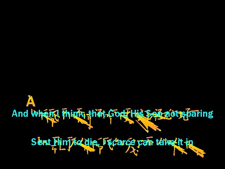 And when I think, that God, His Son not sparing Sent Him to die,