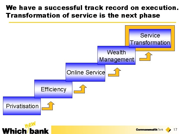 We have a successful track record on execution. Transformation of service is the next