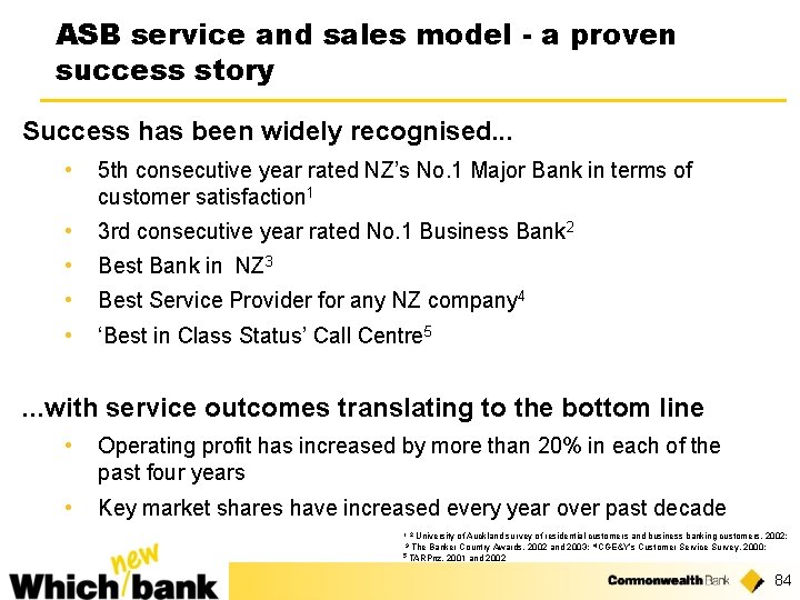 ASB service and sales model - a proven success story Success has been widely