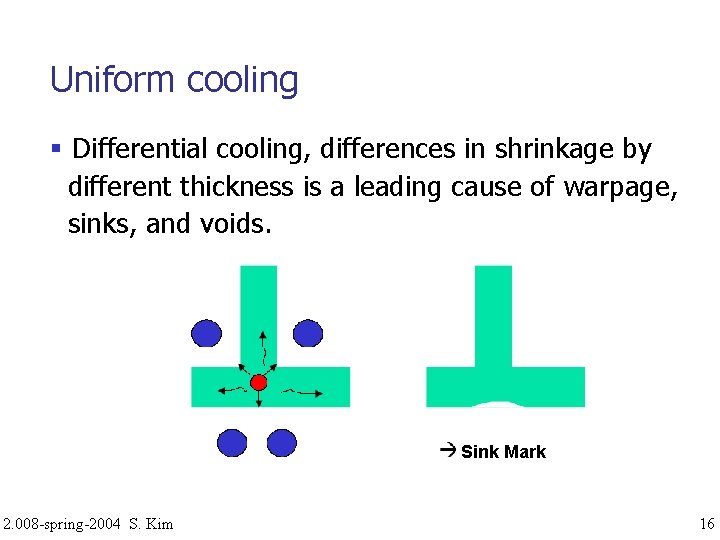 Uniform cooling Differential cooling, differences in shrinkage by different thickness is a leading cause
