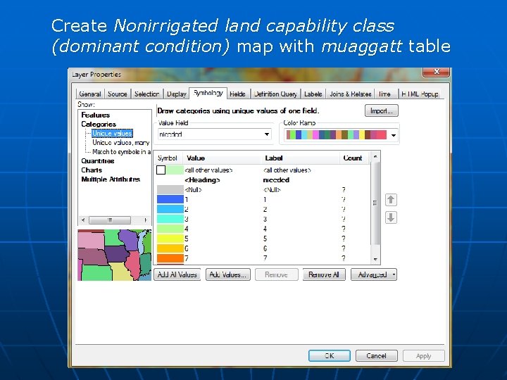 Create Nonirrigated land capability class (dominant condition) map with muaggatt table 