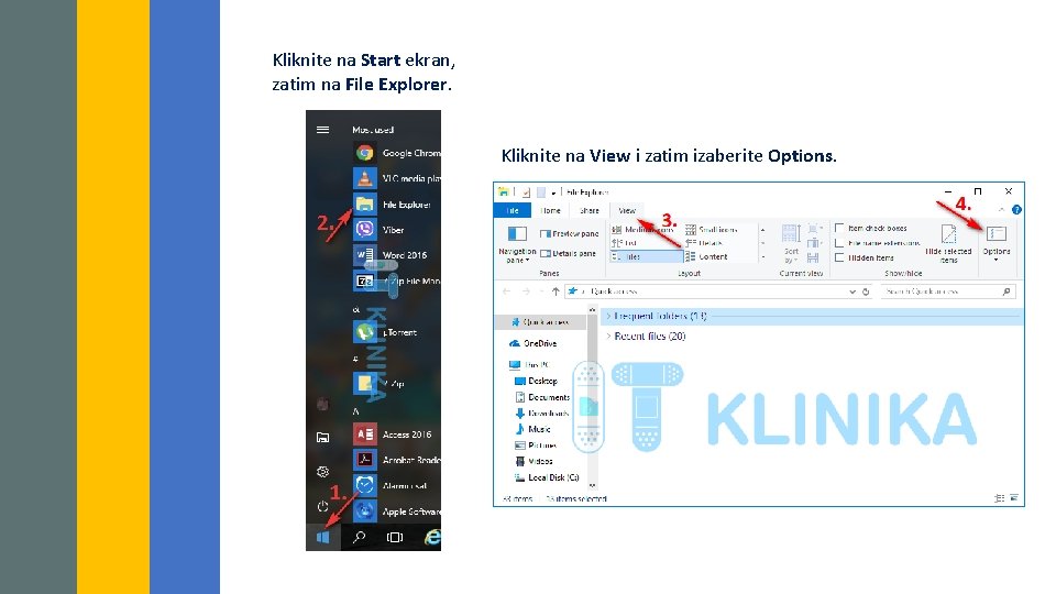 Kliknite na Start ekran, zatim na File Explorer. Kliknite na View i zatim izaberite