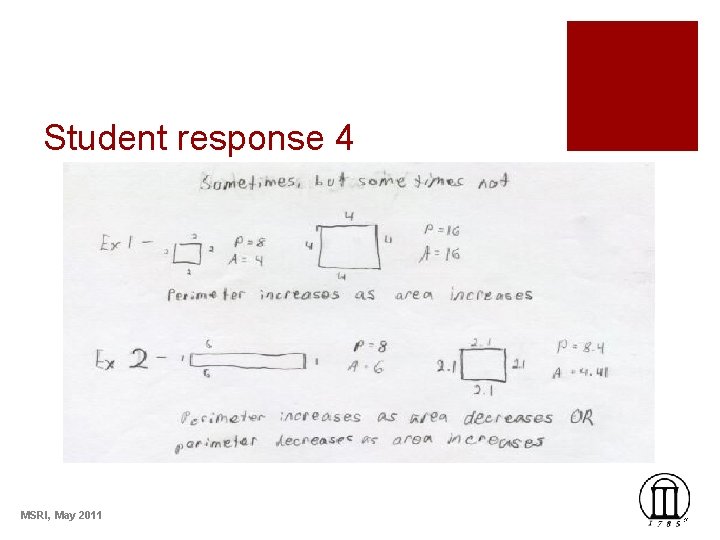 Student response 4 MSRI, May 2011 