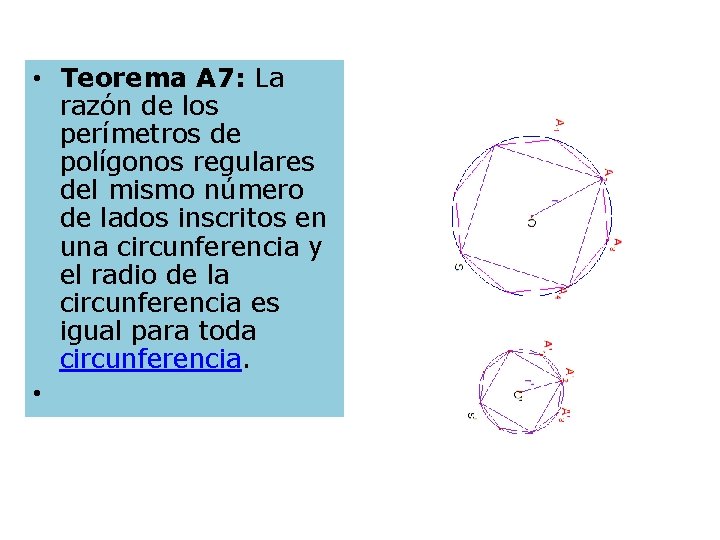  • Teorema A 7: La razón de los perímetros de polígonos regulares del