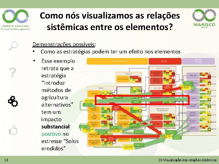 Como nós visualizamos as relações sistêmicas entre os elementos? Demonstrações possíveis: • Como as