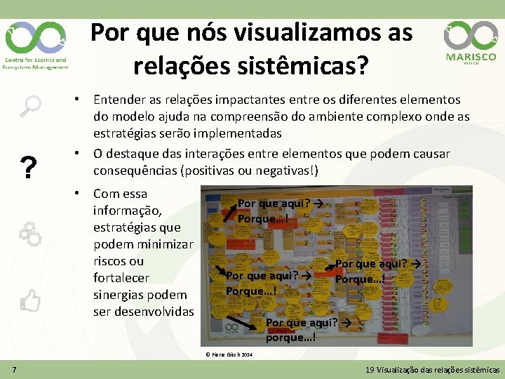 Por que nós visualizamos as relações sistêmicas? ? • Entender as relações impactantes entre