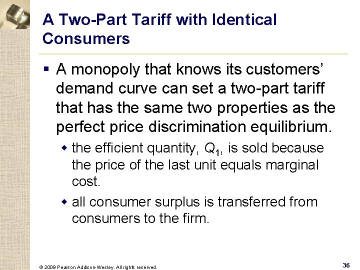 A Two-Part Tariff with Identical Consumers § A monopoly that knows its customers’ demand