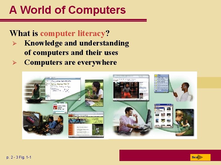 A World of Computers What is computer literacy? Ø Ø Knowledge and understanding of