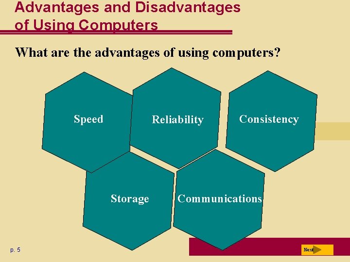 Advantages and Disadvantages of Using Computers What are the advantages of using computers? Speed