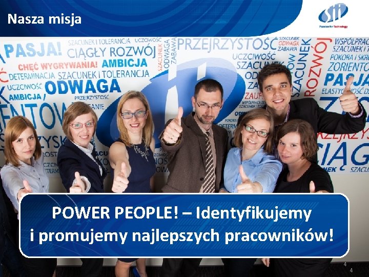Nasza misja POWER PEOPLE! – Identyfikujemy i promujemy najlepszych pracowników! 4 4 