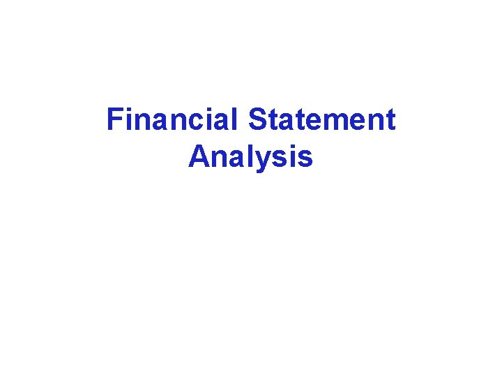 Financial Statement Analysis 