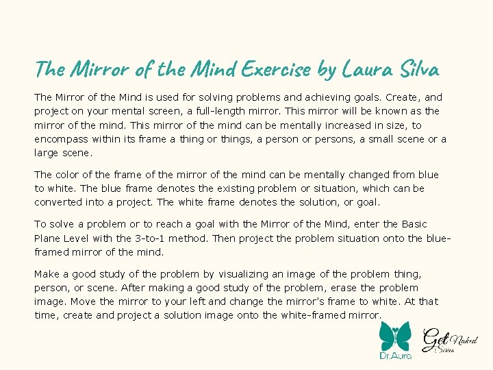 The Mirror of the Mind Exercise by Laura Silva The Mirror of the Mind