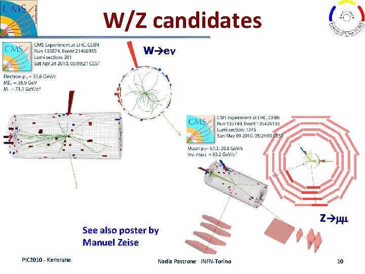 W/Z candidates W en Z mm See also poster by Manuel Zeise PIC 2010