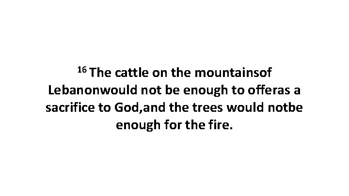 16 The cattle on the mountainsof Lebanonwould not be enough to offeras a sacrifice