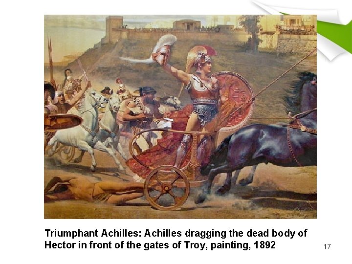 Triumphant Achilles: Achilles dragging the dead body of Hector in front of the gates