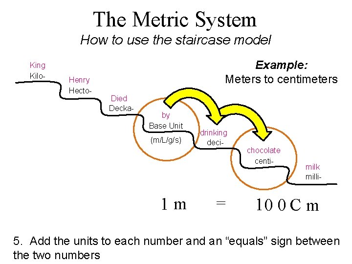 The Metric System How to use the staircase model King Kilo- Henry Hecto- Example: